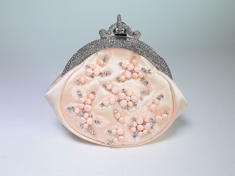 Borsa da Sera in Seta Rosa Pallido, Valentino