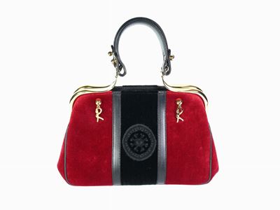 Borsa Bagonghi in Velluto Rosso e Nero, Roberta di Camerino