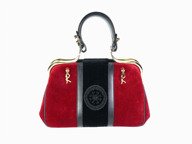 Borsa Bagonghi in Velluto Rosso e Nero, Roberta di Camerino