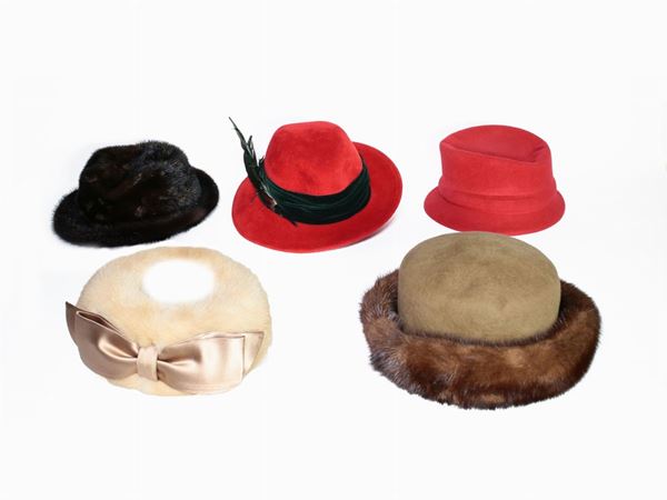 Five wool and fur hats
