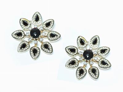 Coppia di Spille in Metallo Argentato e Strass, Valentino