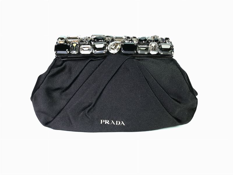 Borsa da Sera in Seta Nera e Cristalli, Prada