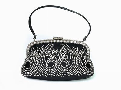 Borsa da Sera in Seta e Tulle Nero e Strass, Valentino