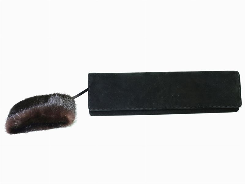 Borsa da Sera in Camoscio Nero, Salvatore Ferragamo