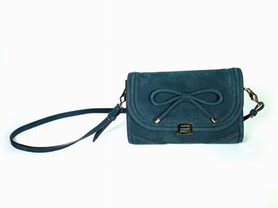 Borsa a Spalla in Camoscio Blu, Burberry