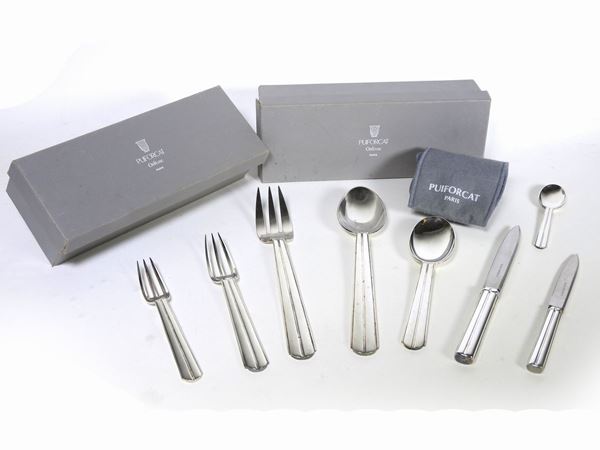 A silver plated cutlery set, Jean Puiforcat manufacture