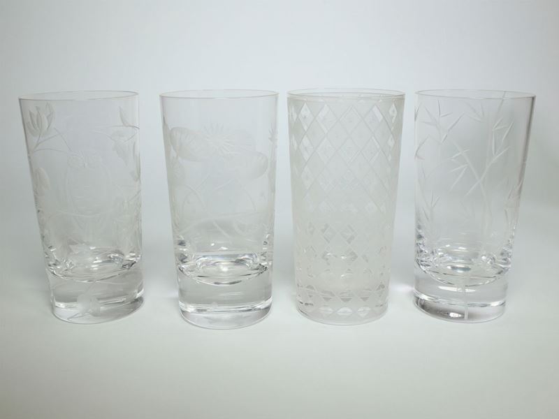 Serie di Dodici Bicchieri da Long Drink in Cristallo Molato, Artel