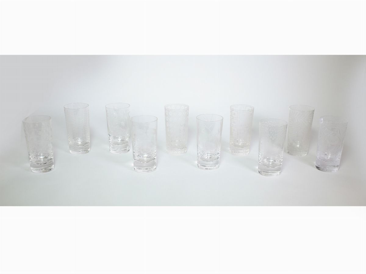 Serie di Dodici Bicchieri da Long Drink in Cristallo Molato, Artel