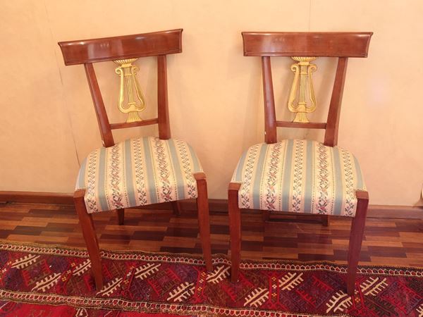 A pair of cherrywood chairs  - Auction Lazzi's House - first part Furniture, paintings, Murano glass, curiosities - Maison Bibelot - Casa d'Aste Firenze - Milano