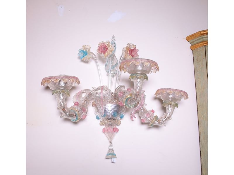Coppia di Applique in Vetro Soffiato, Barovier e Toso