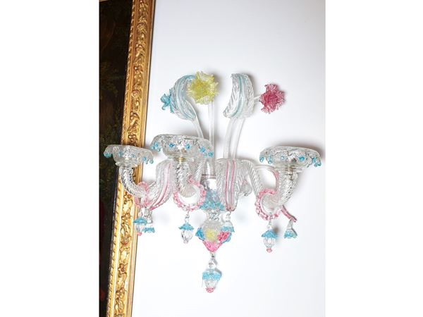 A pair of Murano blown glass appliques
