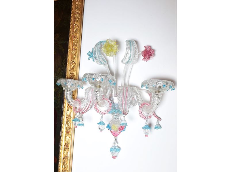 Coppia di Appliques in Vetro Soffiato di Murano