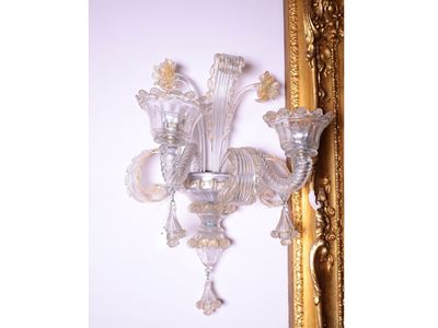 Coppia di Applique in Vetro Soffiato di Murano