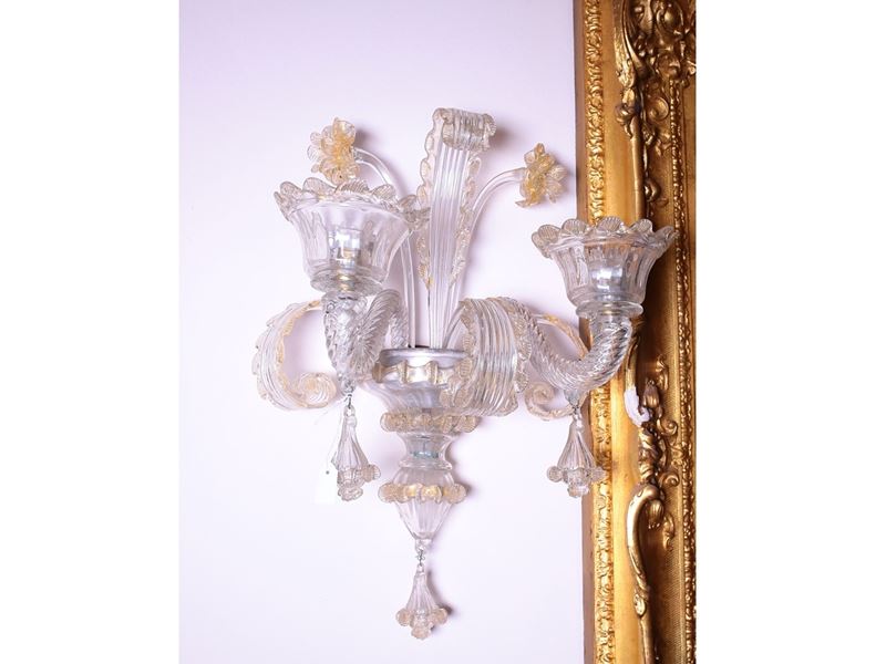 Coppia di Applique in Vetro Soffiato di Murano