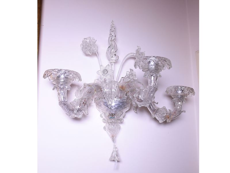 Coppia di Applique in Vetro Soffiato di Murano