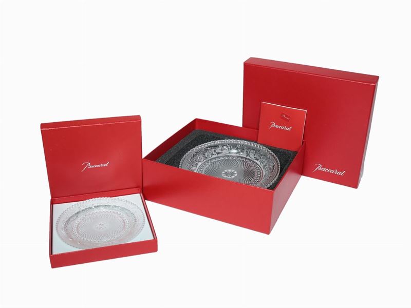 Serie di Otto Sottobicchieri Arabesque in Cristallo Pressato, Baccarat