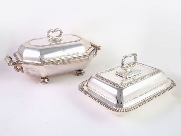 Two silver plated tureens