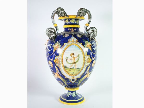 A glazed terracotta vase, Ginori