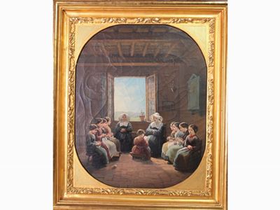 Veduta D'interno con Suore e Bambine