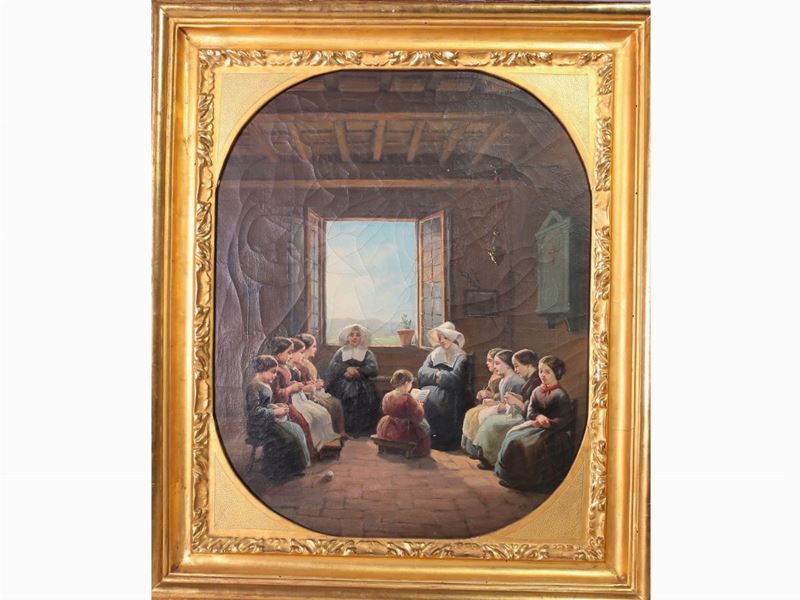 Veduta D'interno con Suore e Bambine