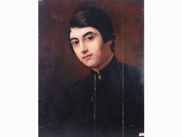 Jan Styka : Portrait of a boy 1886  ((1858-1925))  - Auction Furniture and Paintings from Palazzo al Bosco and from other private property - Maison Bibelot - Casa d'Aste Firenze - Milano
