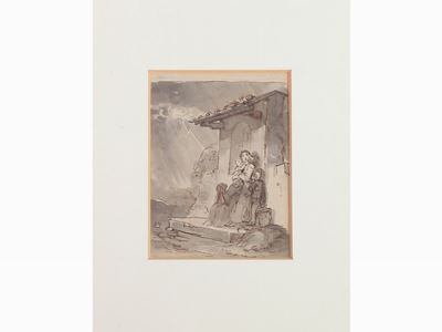 Scorcio di Paesaggio con Figura Femminile e Bambini