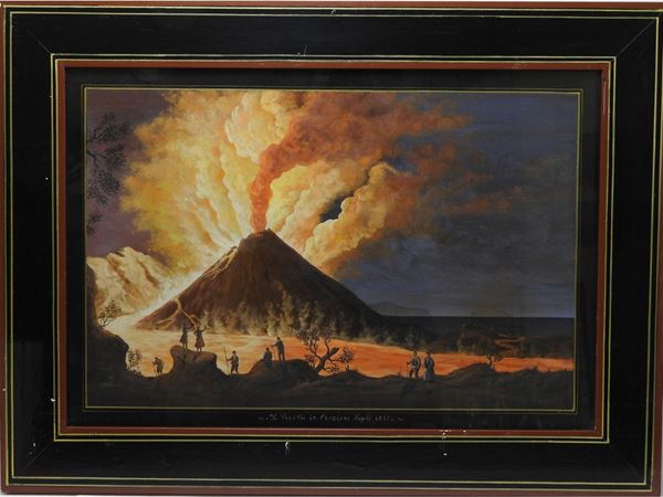 Eruption of Vesuvio  - Auction Furniture, Old Master Paintings, Silvers and Curiosity from florentine house - Maison Bibelot - Casa d'Aste Firenze - Milano