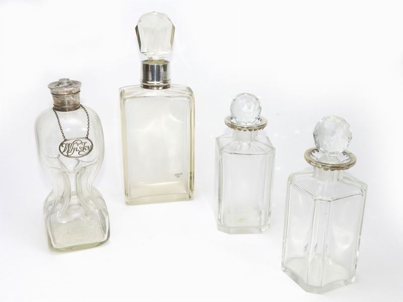 Quattro Bottiglie da Liquore in Cristallo