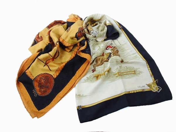 Due foulard in seta, Fendi e Celine  - Asta Accessori e Fashion Vintage - Maison Bibelot - Casa d'Aste Firenze - Milano