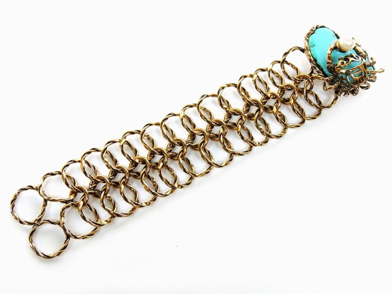 Bracciale in Metallo Dorato e Resina, Attribuibile Ad Alcozer