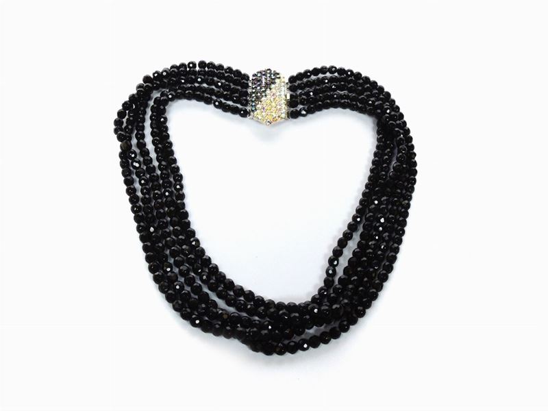 Collana Multifilo in Cristalli Neri