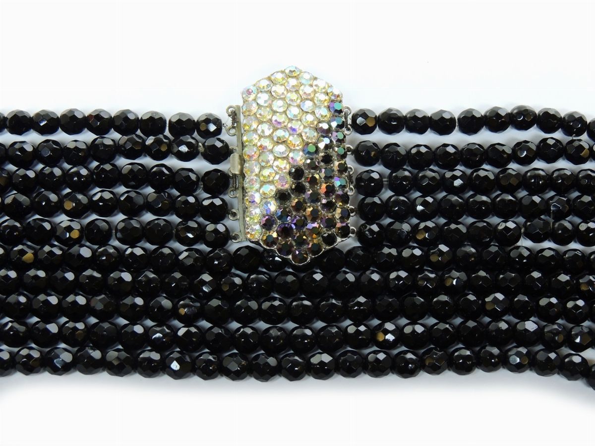 Collana Multifilo in Cristalli Neri