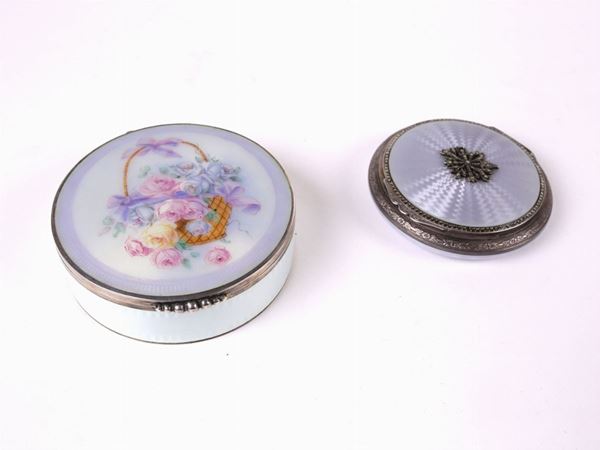 Two enamelled silver tobacco tins