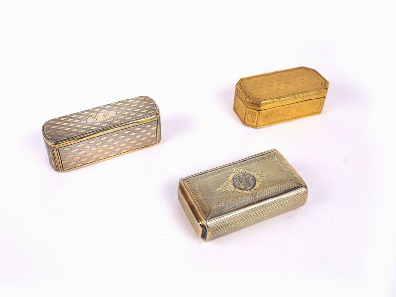 Tre Tabacchiere in Argento Vermeille