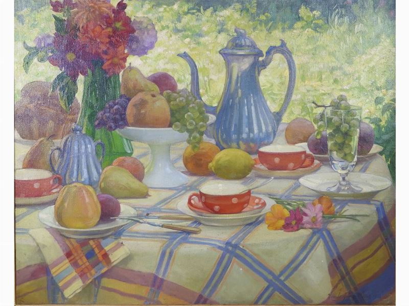 Scuola Francese degli Anni Trenta - Colazione in Giardino