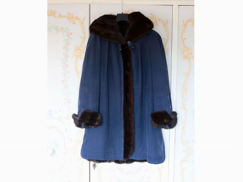 Impermeabile in Cotone Blu, Pellicceria Cioni
