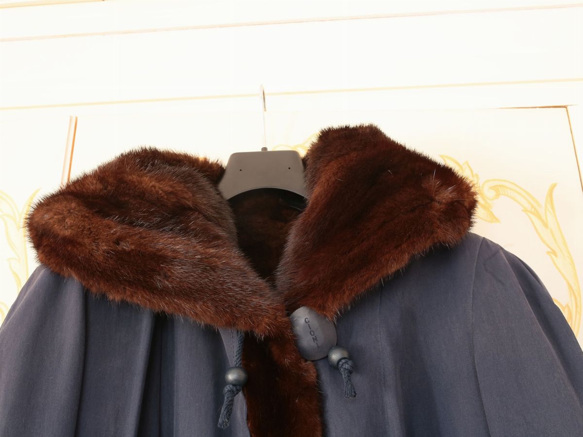 Impermeabile in Cotone Blu, Pellicceria Cioni