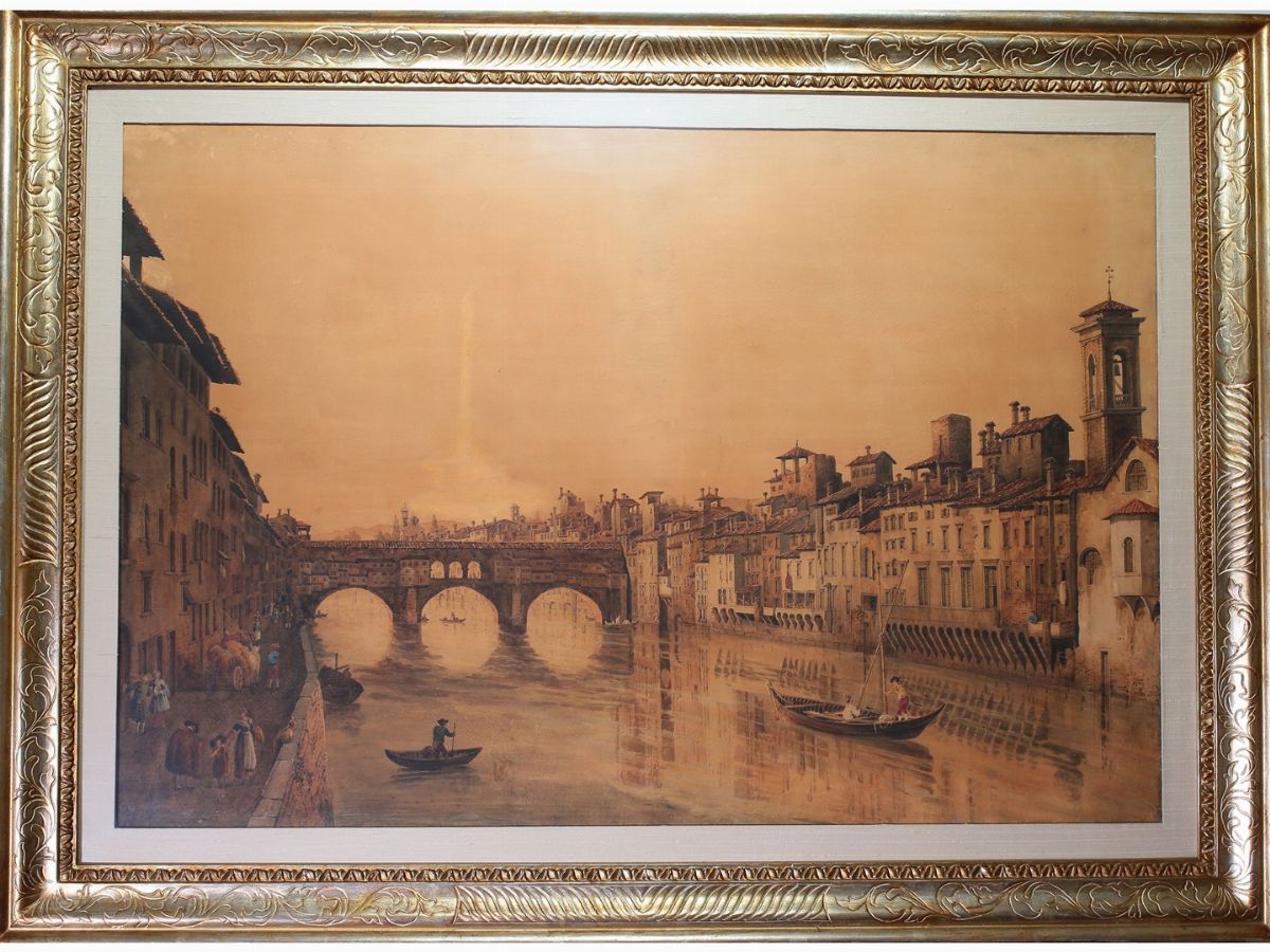 Da Bernardo Bellotto, XIX/XX Secolo - L'arno a Firenze con il Ponte Vecchio