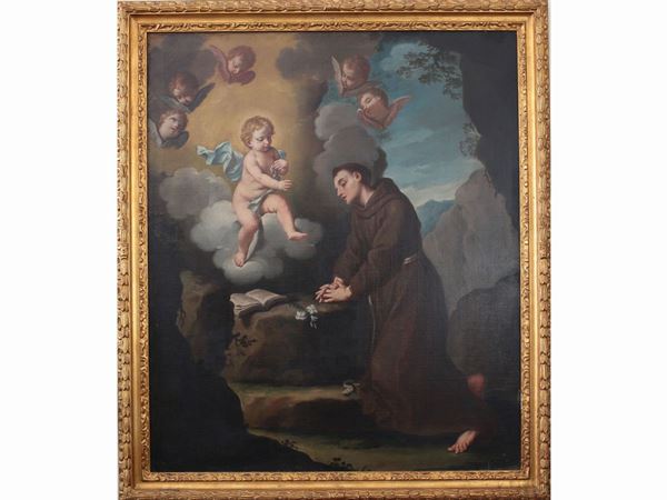 Scuola emiliana del XVIII secolo - Apparizione di Gesù Bambino a Sant'Antonio