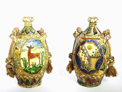 Coppia di Fiaschi da Pellegrino in Ceramica