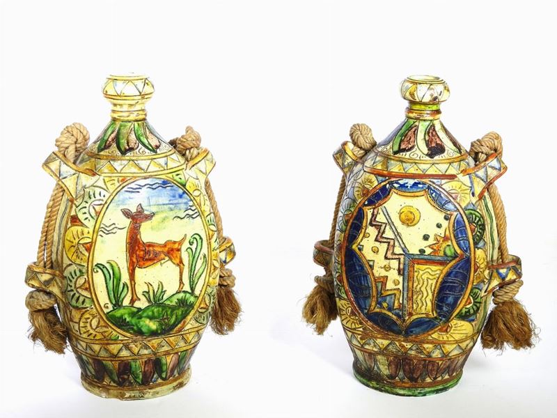 Coppia di Fiaschi da Pellegrino in Ceramica