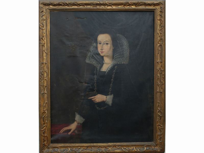 Maniera della Pittura della Fine del XVI Secolo - Ritratto di Gentildonna con Guanto