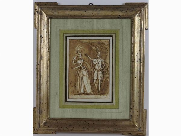 Cerchia di Giuseppe Bossi : Romantic scene  (late 18th/beginning of 19th century)  - Auction Furniture and Paintings from Palazzo al Bosco and from other private property - Maison Bibelot - Casa d'Aste Firenze - Milano