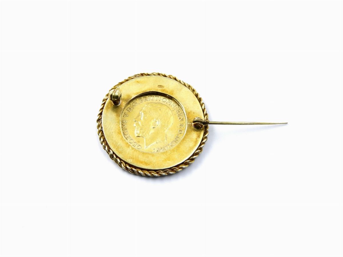 Spilla in Oro Giallo e Onice