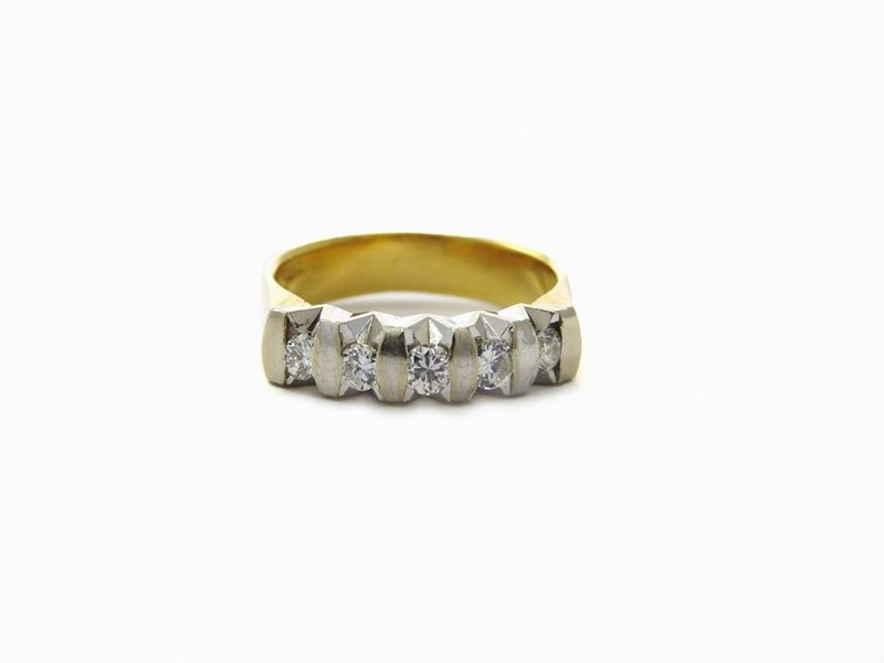 Fedina in Oro Giallo e Bianco con Diamanti
