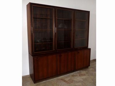 Credenza di Design a Due Corpi Impiallacciata in Palissandro