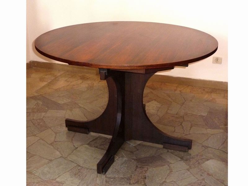Tavolo da Pranzo di Design Impiallacciato in Palissandro ed Altre Essenze