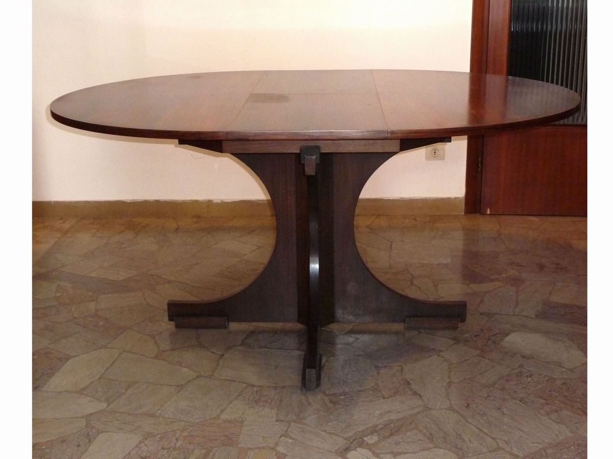 Tavolo da Pranzo di Design Impiallacciato in Palissandro ed Altre Essenze