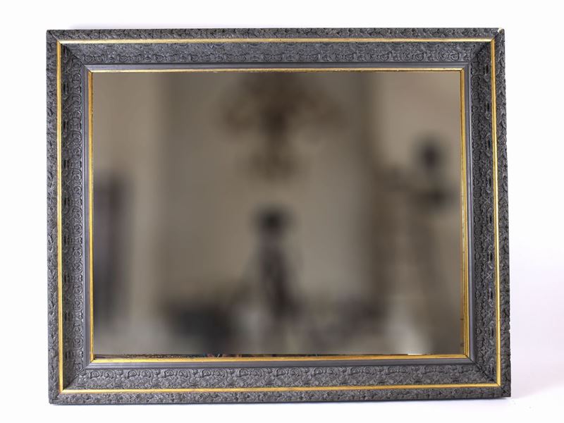 Specchiera in Legno Ebanizzato e Pastiglia