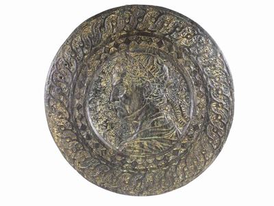 Grande Placca in Terracotta Patinata a Bronzo
